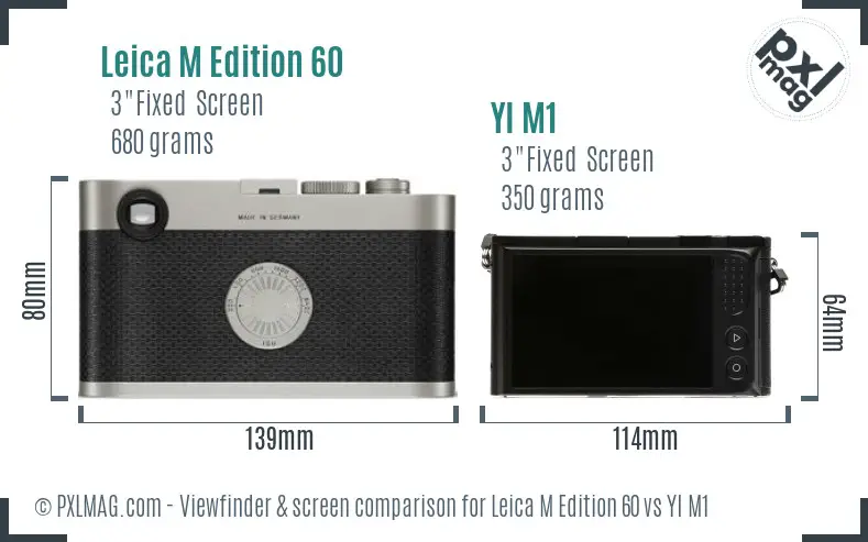Leica M Edition 60 vs YI M1 Screen and Viewfinder comparison