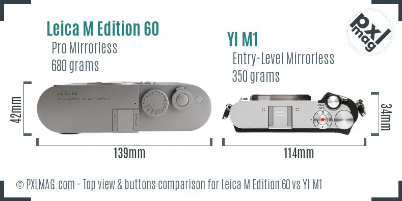 Leica M Edition 60 vs YI M1 top view buttons comparison