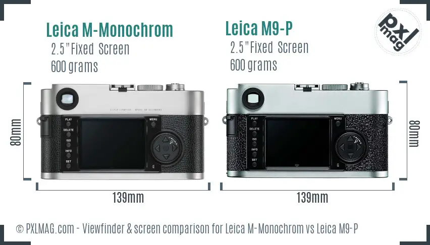 Leica M-Monochrom vs Leica M9-P Screen and Viewfinder comparison
