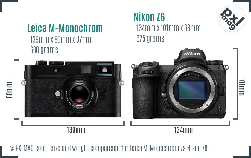 Leica M-Monochrom vs Nikon Z6 size comparison