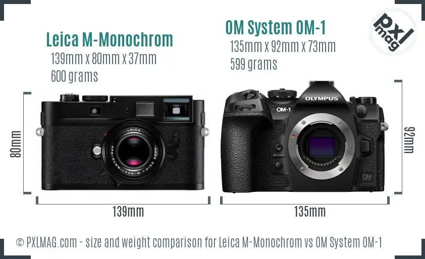 Leica M-Monochrom vs OM System OM-1 size comparison Leica M-Monochrom vs OM System OM-1 size comparison