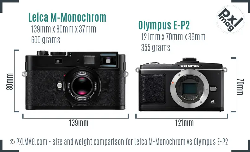 Leica M-Monochrom vs Olympus E-P2 size comparison