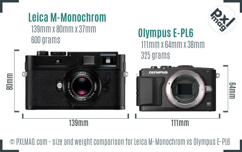 Leica M-Monochrom vs Olympus E-PL6 size comparison