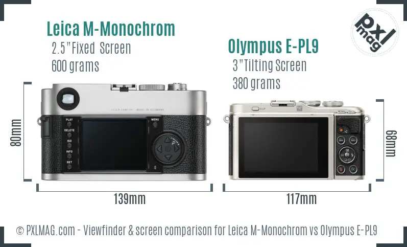 Leica M-Monochrom vs Olympus E-PL9 Screen and Viewfinder comparison Leica M-Monochrom vs Olympus E-PL9 Screen and Viewfinder comparison