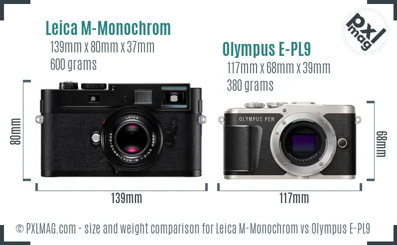 Leica M-Monochrom vs Olympus E-PL9 size comparison Leica M-Monochrom vs Olympus E-PL9 size comparison