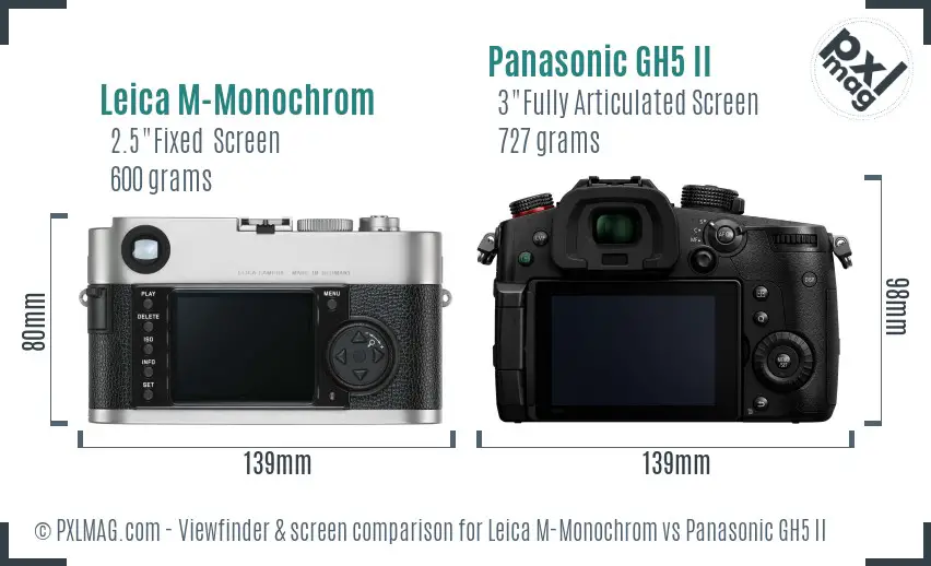 Leica M-Monochrom vs Panasonic GH5 II Screen and Viewfinder comparison Leica M-Monochrom vs Panasonic GH5 II Screen and Viewfinder comparison