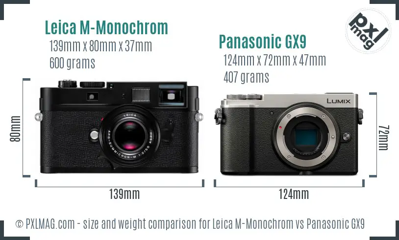 Leica M-Monochrom vs Panasonic GX9 size comparison