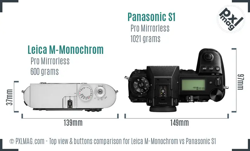 Leica M-Monochrom vs Panasonic S1 top view buttons comparison Leica M-Monochrom vs Panasonic S1 top view buttons comparison