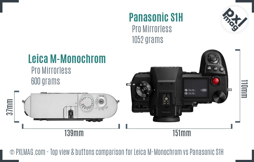 Leica M-Monochrom vs Panasonic S1H top view buttons comparison