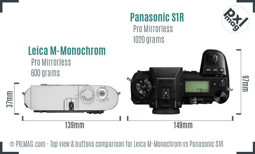 Leica M-Monochrom vs Panasonic S1R top view buttons comparison