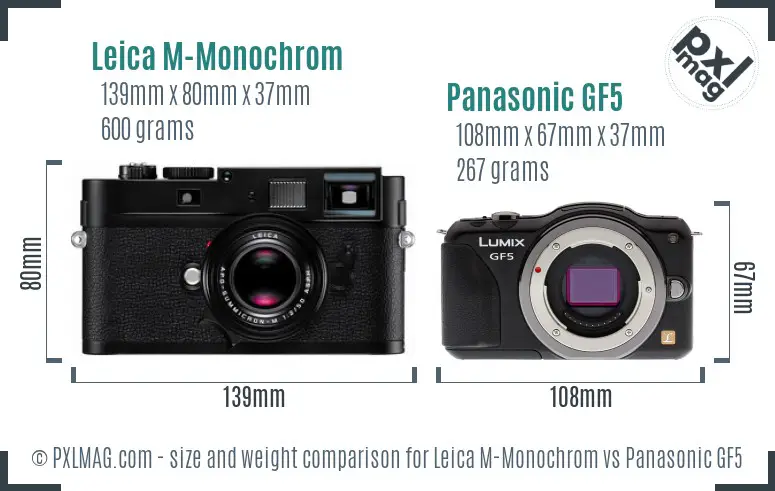 Leica M-Monochrom vs Panasonic GF5 size comparison