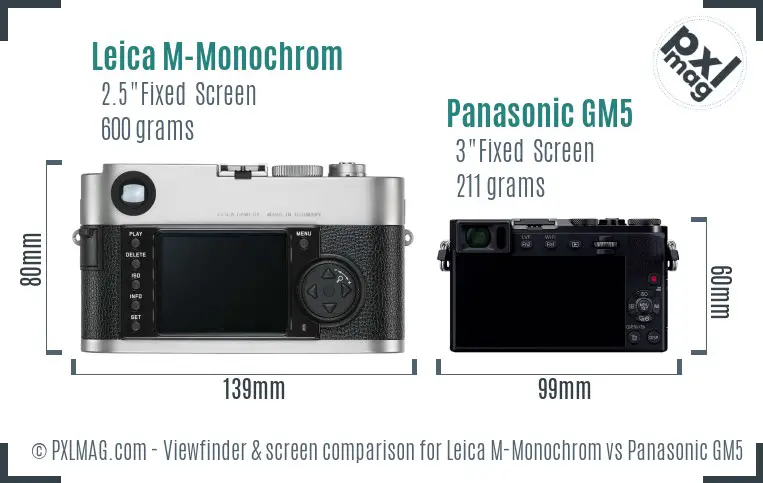 Leica M-Monochrom vs Panasonic GM5 Screen and Viewfinder comparison