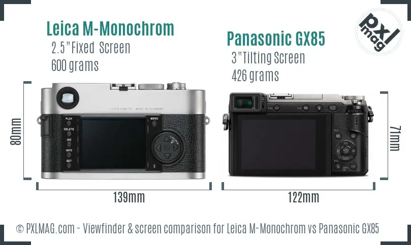 Leica M-Monochrom vs Panasonic GX85 Screen and Viewfinder comparison