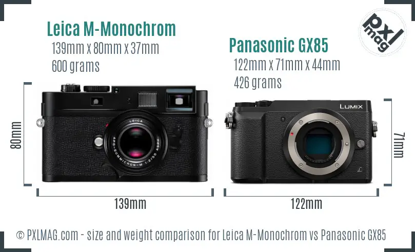 Leica M-Monochrom vs Panasonic GX85 size comparison