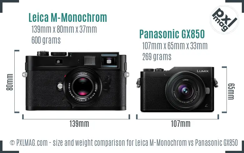 Leica M-Monochrom vs Panasonic GX850 size comparison