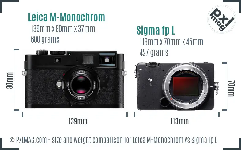 Leica M-Monochrom vs Sigma fp L size comparison