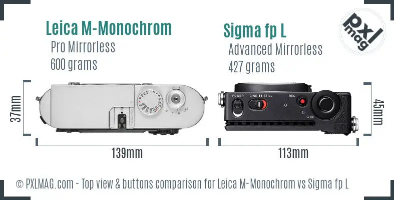 Leica M-Monochrom vs Sigma fp L top view buttons comparison