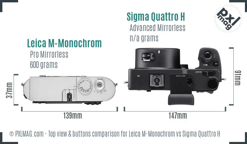 Leica M-Monochrom vs Sigma Quattro H top view buttons comparison