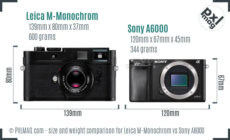Leica M-Monochrom vs Sony A6000 size comparison