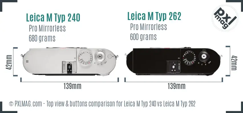 Leica M Typ 240 vs Leica M Typ 262 top view buttons comparison