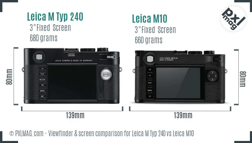 Leica M Typ 240 vs Leica M10 Screen and Viewfinder comparison