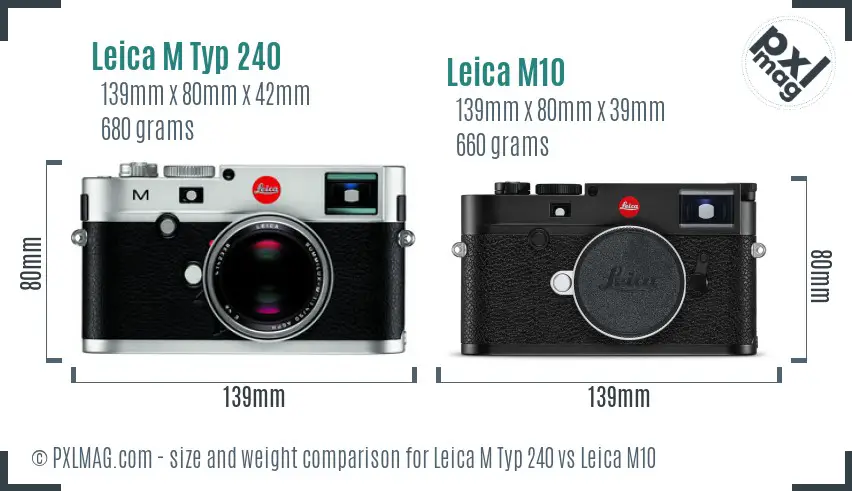 Leica M Typ 240 vs Leica M10 size comparison