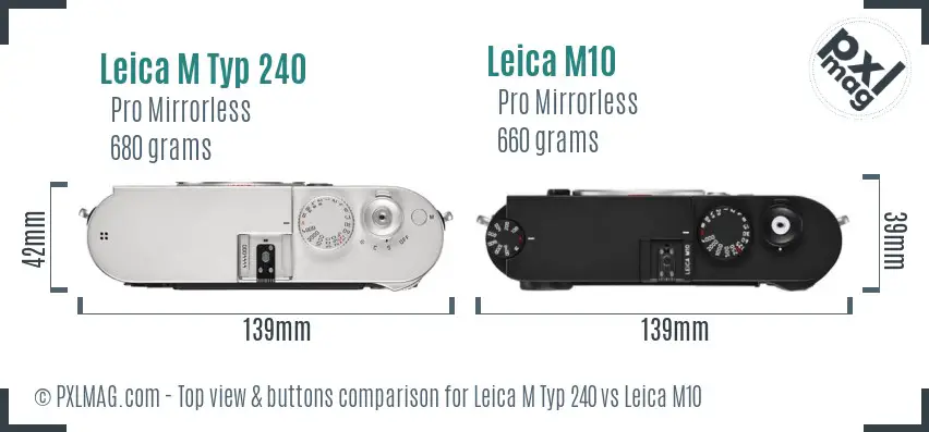 Leica M Typ 240 vs Leica M10 top view buttons comparison