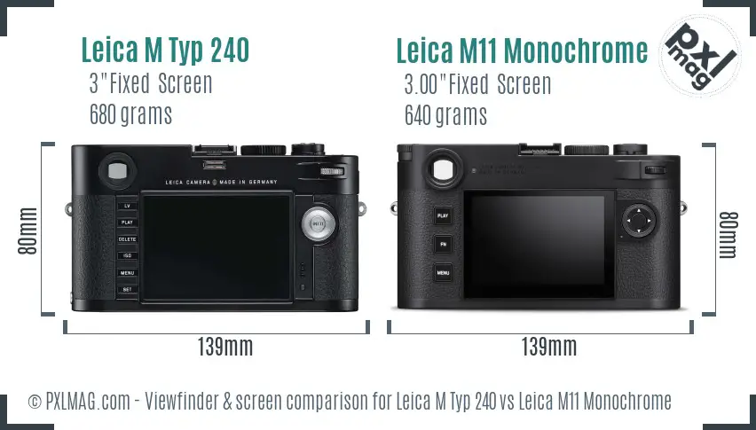 Leica M Typ 240 vs Leica M11 Monochrome Screen and Viewfinder comparison