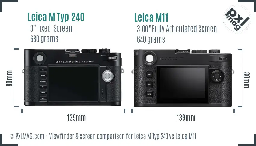 Leica M Typ 240 vs Leica M11 Screen and Viewfinder comparison