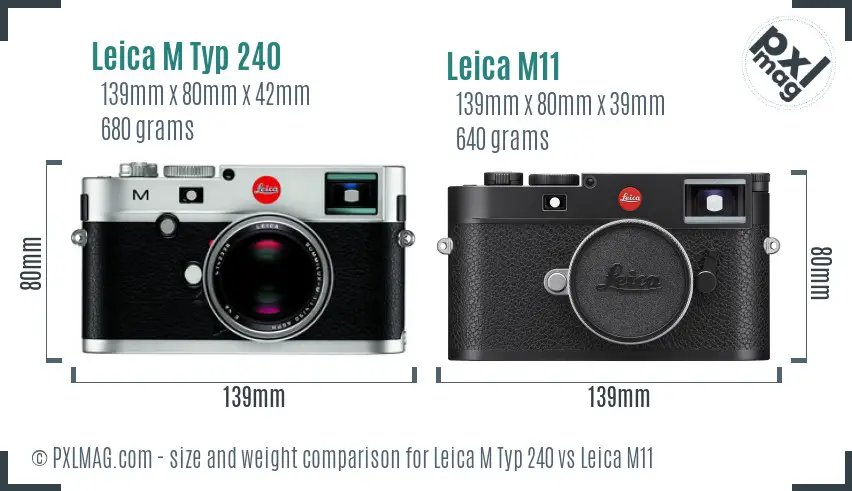 Leica M Typ 240 vs Leica M11 size comparison
