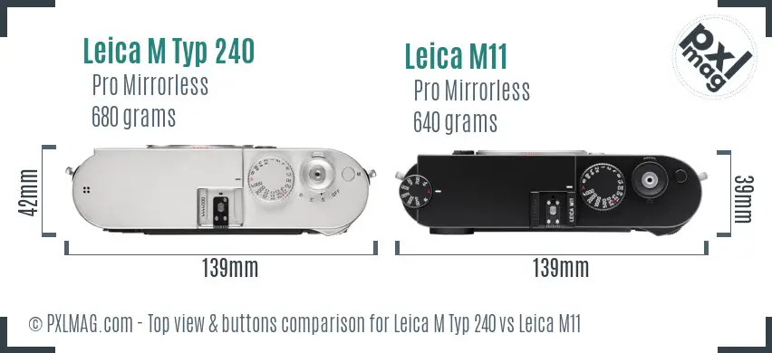 Leica M Typ 240 vs Leica M11 top view buttons comparison