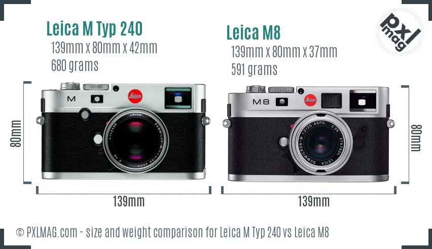 Leica M Typ 240 vs Leica M8 size comparison Leica M Typ 240 vs Leica M8 size comparison