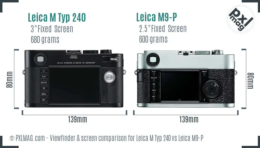 Leica M Typ 240 vs Leica M9-P Screen and Viewfinder comparison