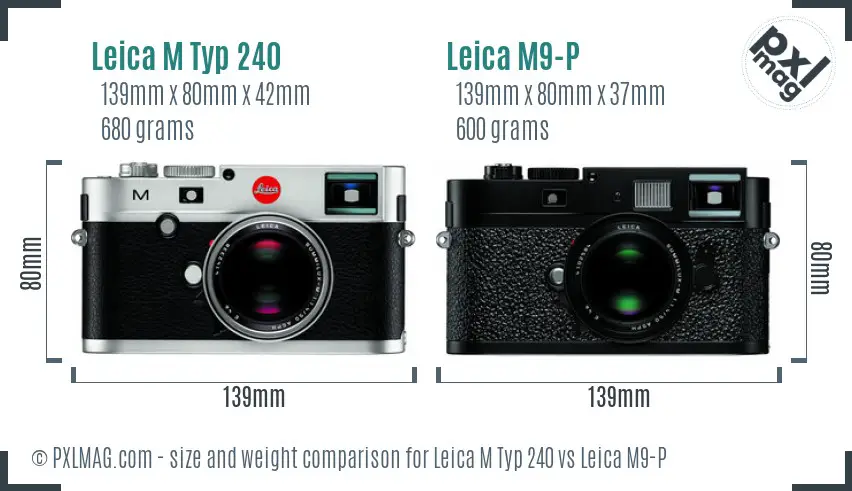 Leica M Typ 240 vs Leica M9-P size comparison