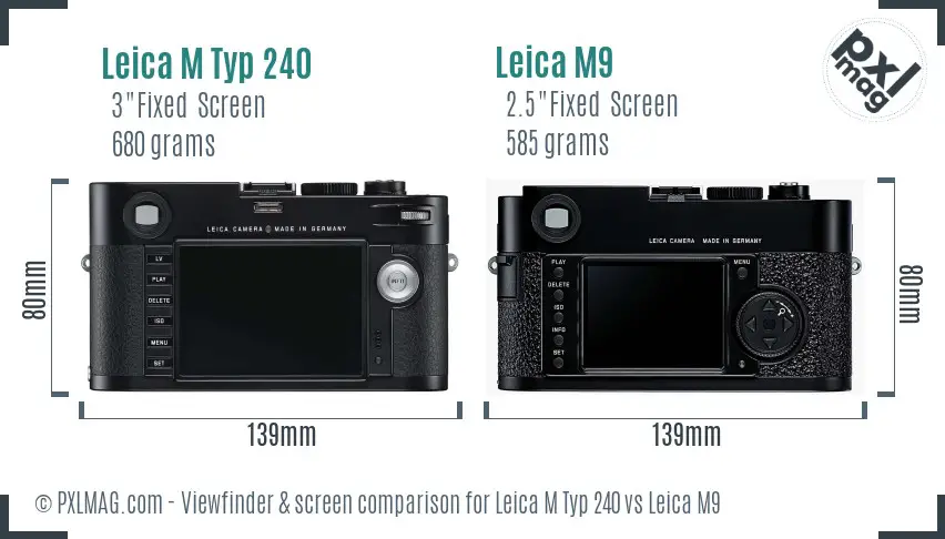 Leica M Typ 240 vs Leica M9 Screen and Viewfinder comparison
