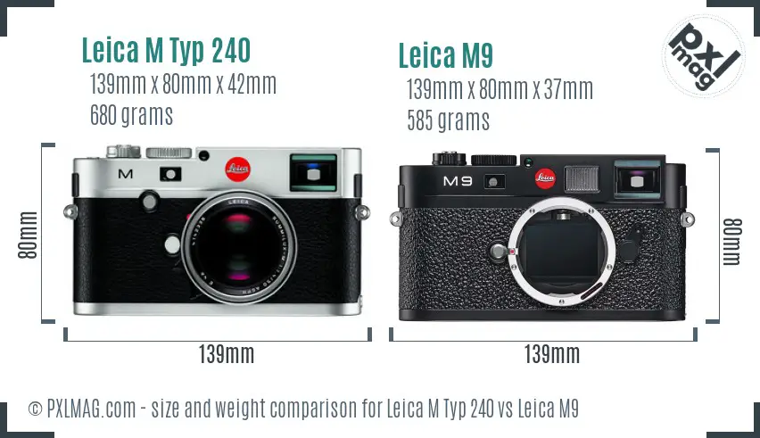 Leica M Typ 240 vs Leica M9 size comparison
