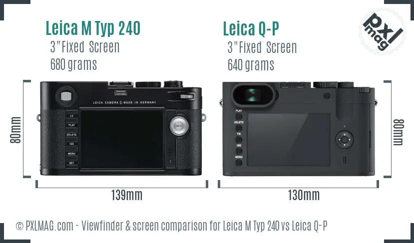 Leica M Typ 240 vs Leica Q-P Screen and Viewfinder comparison Leica M Typ 240 vs Leica Q-P Screen and Viewfinder comparison