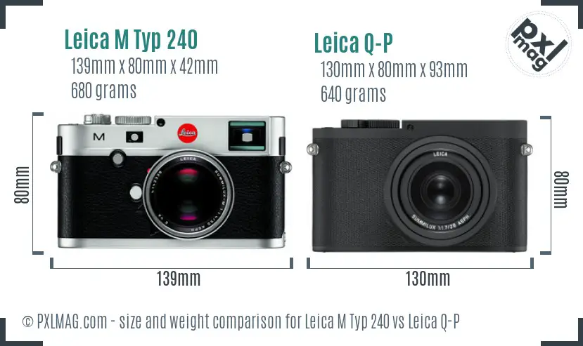 Leica M Typ 240 vs Leica Q-P size comparison Leica M Typ 240 vs Leica Q-P size comparison