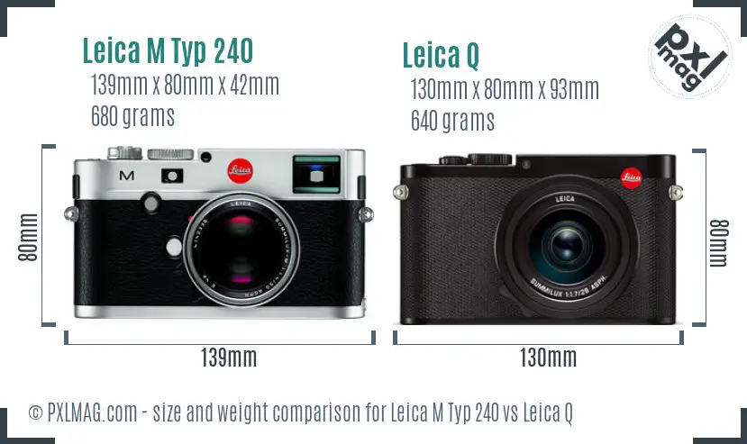 Leica M Typ 240 vs Leica Q size comparison Leica M Typ 240 vs Leica Q size comparison