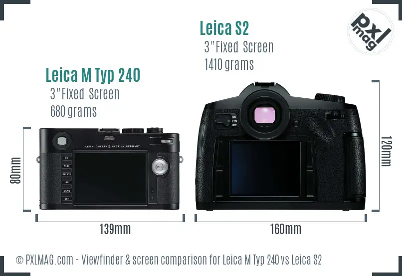 Leica M Typ 240 vs Leica S2 Screen and Viewfinder comparison Leica M Typ 240 vs Leica S2 Screen and Viewfinder comparison