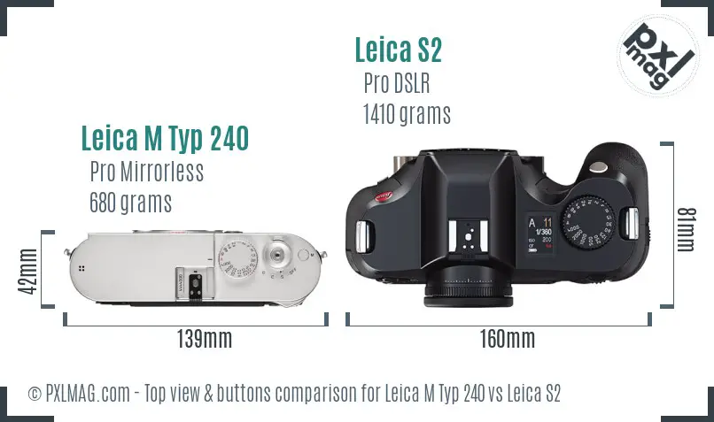 Leica M Typ 240 vs Leica S2 top view buttons comparison Leica M Typ 240 vs Leica S2 top view buttons comparison