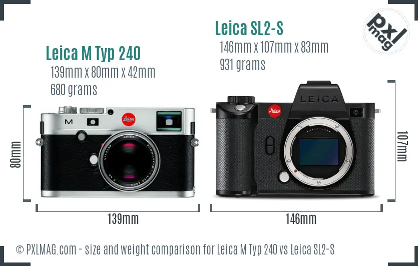 Leica M Typ 240 vs Leica SL2-S size comparison