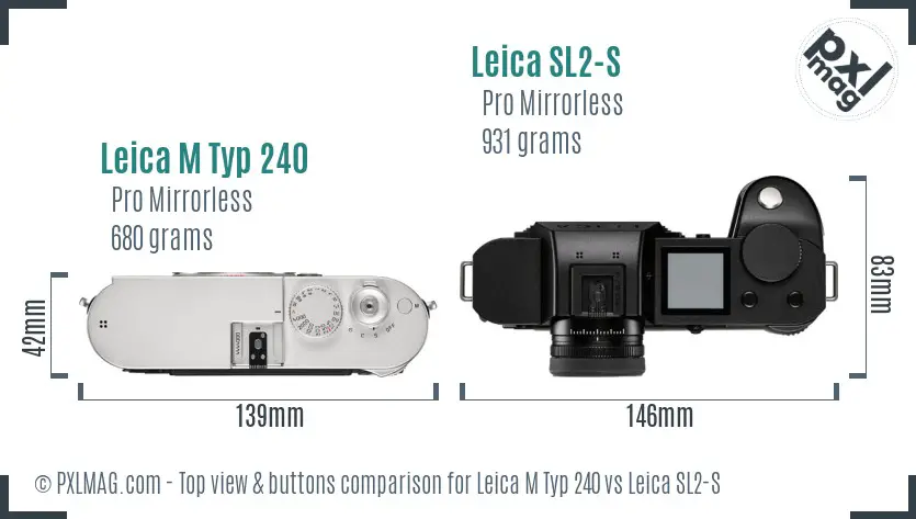 Leica M Typ 240 vs Leica SL2-S top view buttons comparison