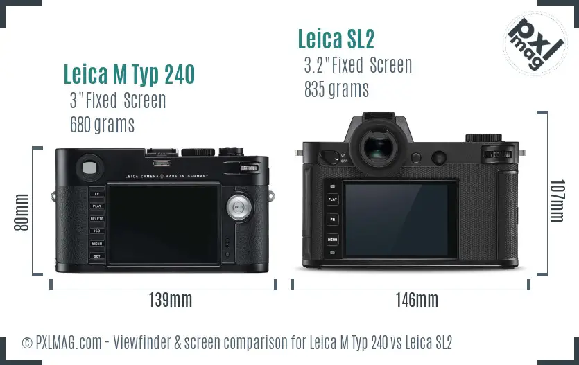 Leica M Typ 240 vs Leica SL2 Screen and Viewfinder comparison Leica M Typ 240 vs Leica SL2 Screen and Viewfinder comparison