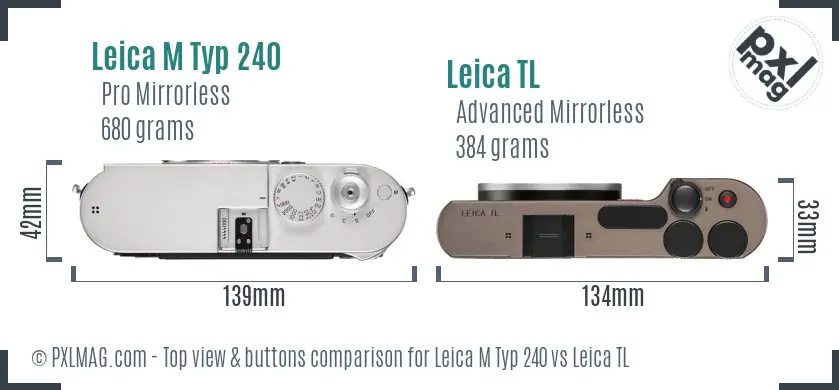 Leica M Typ 240 vs Leica TL top view buttons comparison