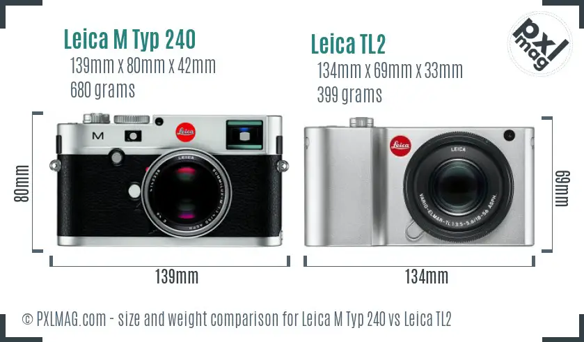 Leica M Typ 240 vs Leica TL2 size comparison