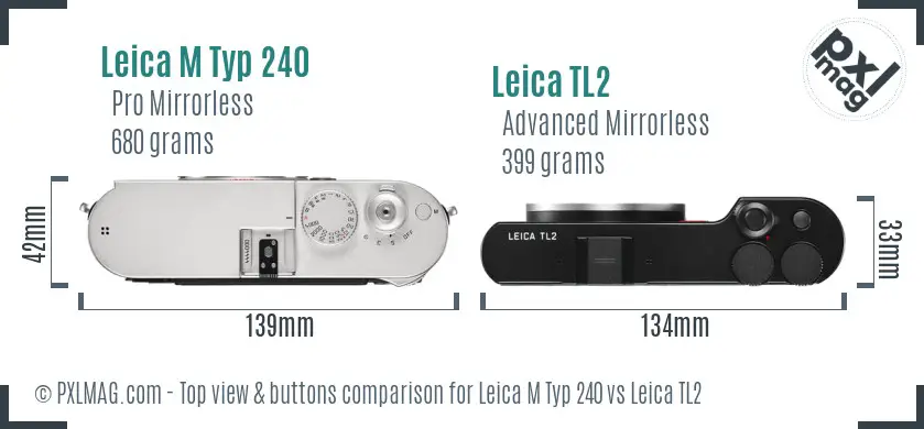 Leica M Typ 240 vs Leica TL2 top view buttons comparison