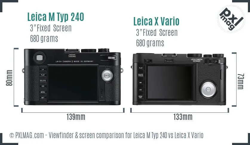 Leica M Typ 240 vs Leica X Vario Screen and Viewfinder comparison
