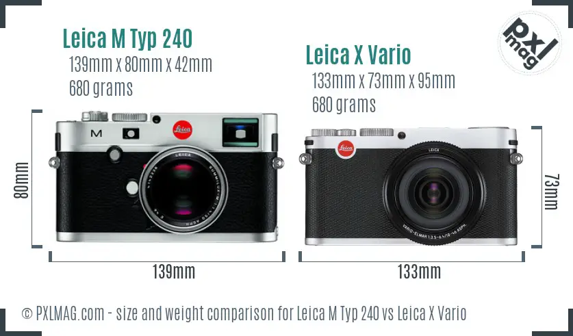 Leica M Typ 240 vs Leica X Vario size comparison