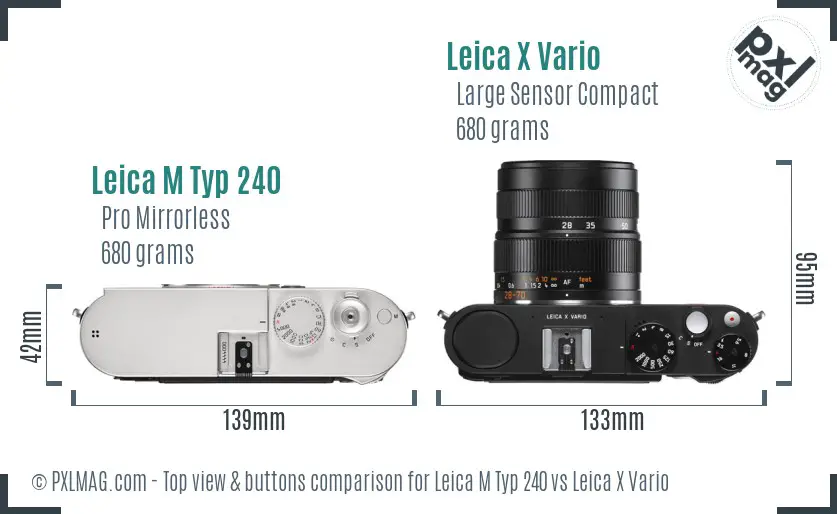 Leica M Typ 240 vs Leica X Vario top view buttons comparison